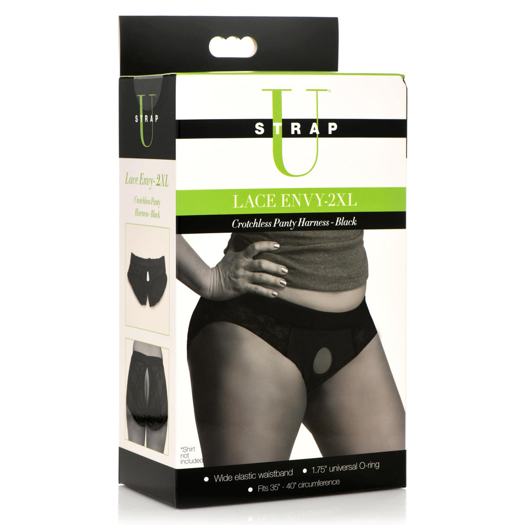 Strap U Lace Envy Crotchlpantyhar Bk 3Xl