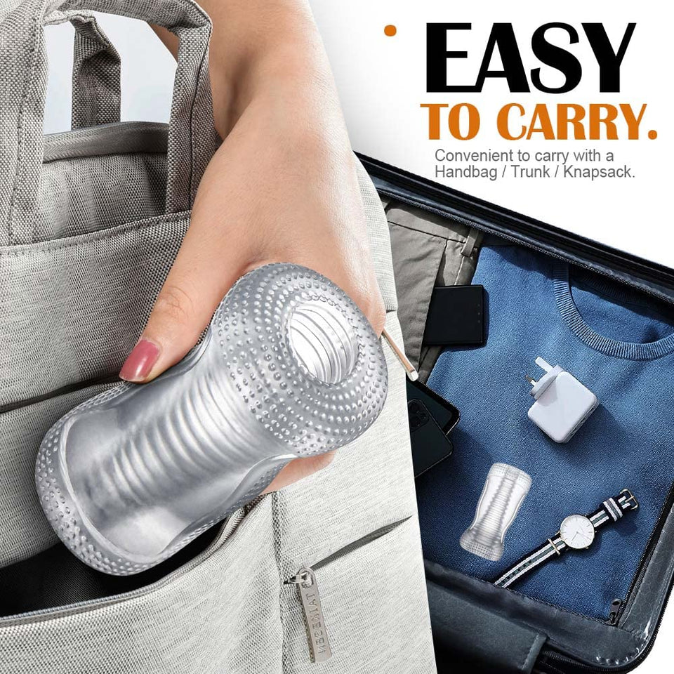 Manual Sucking Insertion Male Masturbators, TOHERXIZ Flexble Pocket Pussy Stroker with TPE Spiral Textured Masturbation Sleeve B