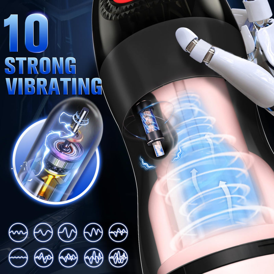 Automatic Male Masturbator, Sucking Male Masturbators Penis Pump with 9 Suction & 10 Vibrating & Heating Mens Male Sex Toys, Han