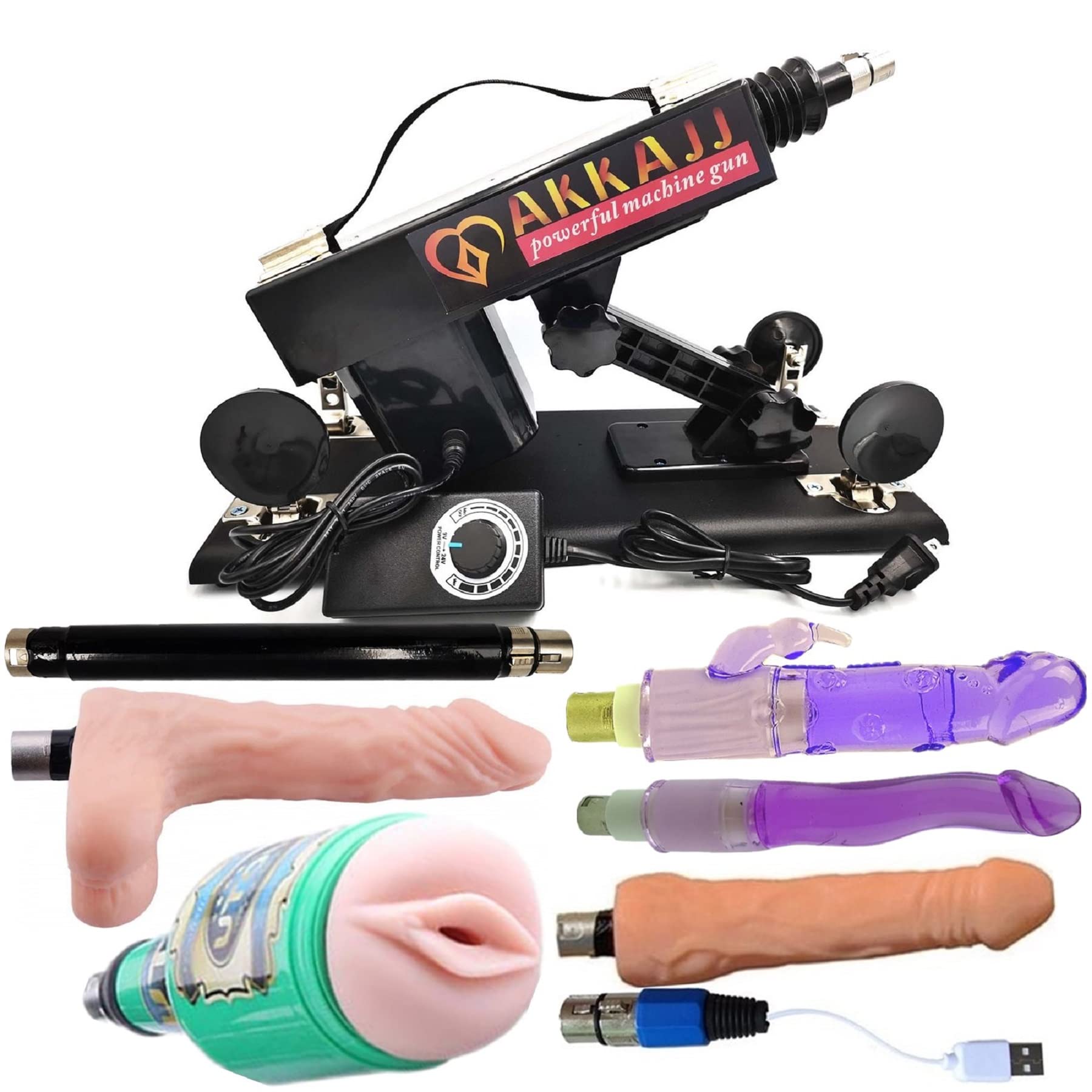 AKKAJJ Larger Motor Sex Machine with a Special Heatable Dildo Automatic Thrusting Machine with Male Masturbation Cup Sex Toys fo