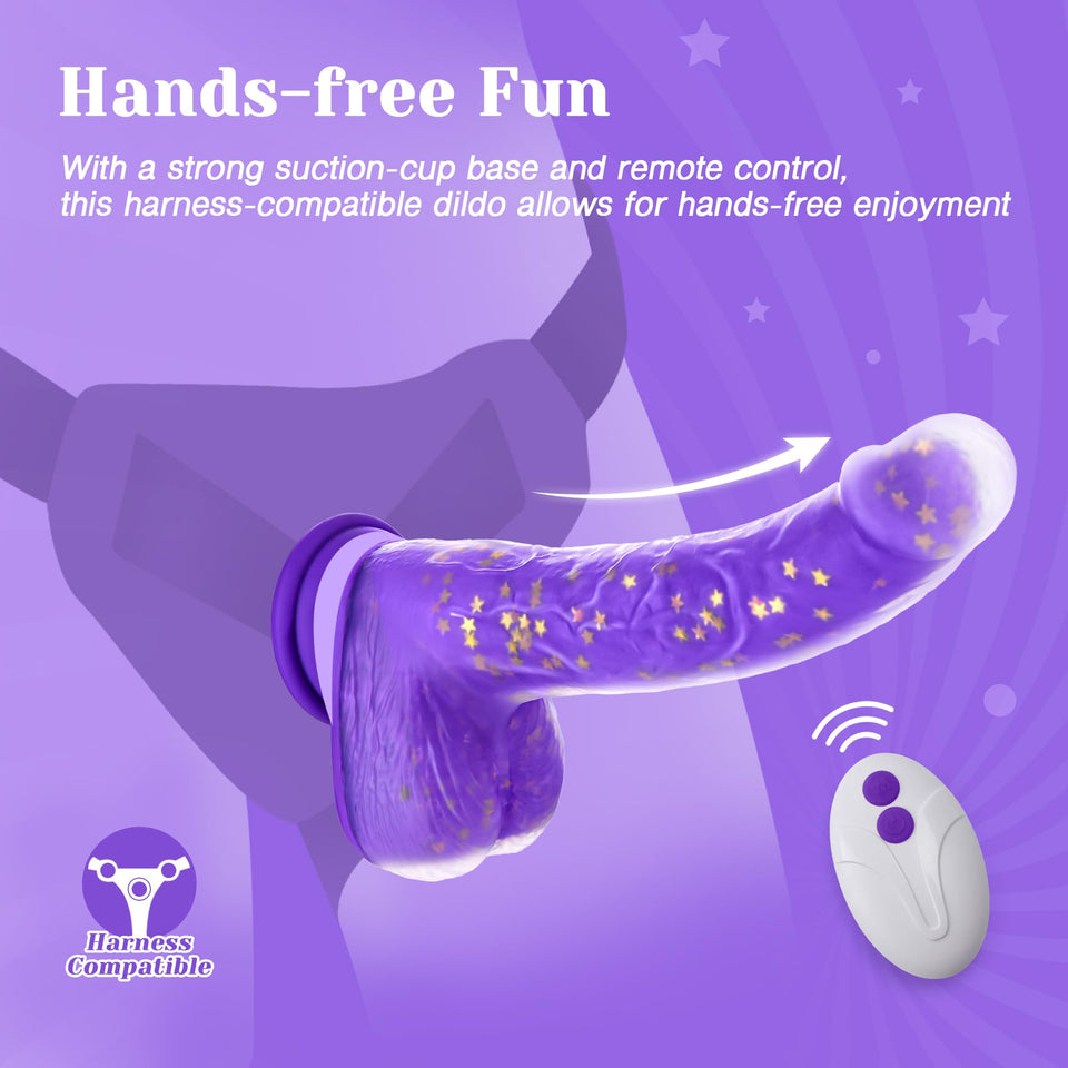 Tracy's Dog Thrusting Dildo Vibrator, 9.25'' Realistic G-Spot Stimulator, Heating, 5 Thrusting Swinging & 7 Vibration Modes, Sof