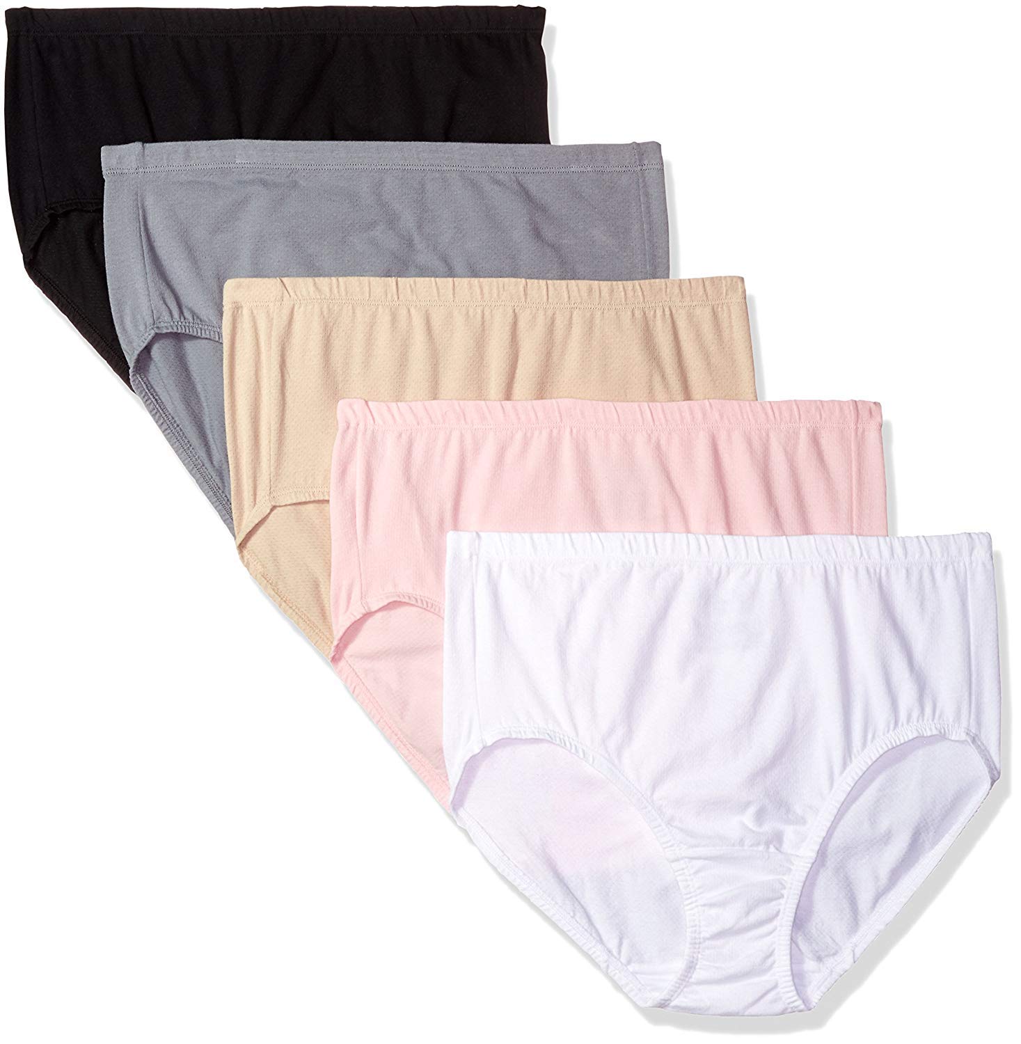 Fruit Of The Loom Womens Plus-Size 5 Pack Fit For Me Breathable Brief, Assorted, 13