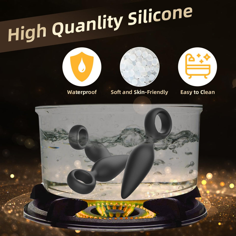 Anal Plug Sex Toys 3 PCS Butt Plug Trainer Kit for Men Women for Beginners, Advanced Users, Anal Dildo Training Kit Adult Toys w