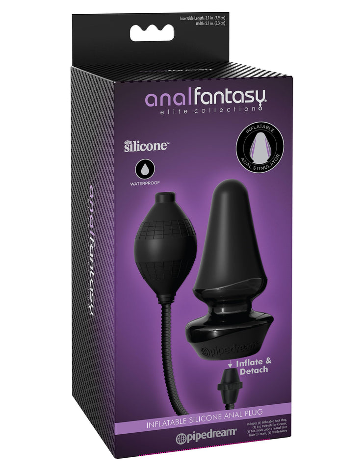Pipedream Products Anal Fantasy Elite Collection Inflatable Silicone Butt Plug, Black, 4 Lb