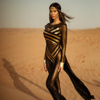 Leg Avenue 3Pc.Nile Queen Catsuit Dress W Black/Gold Color