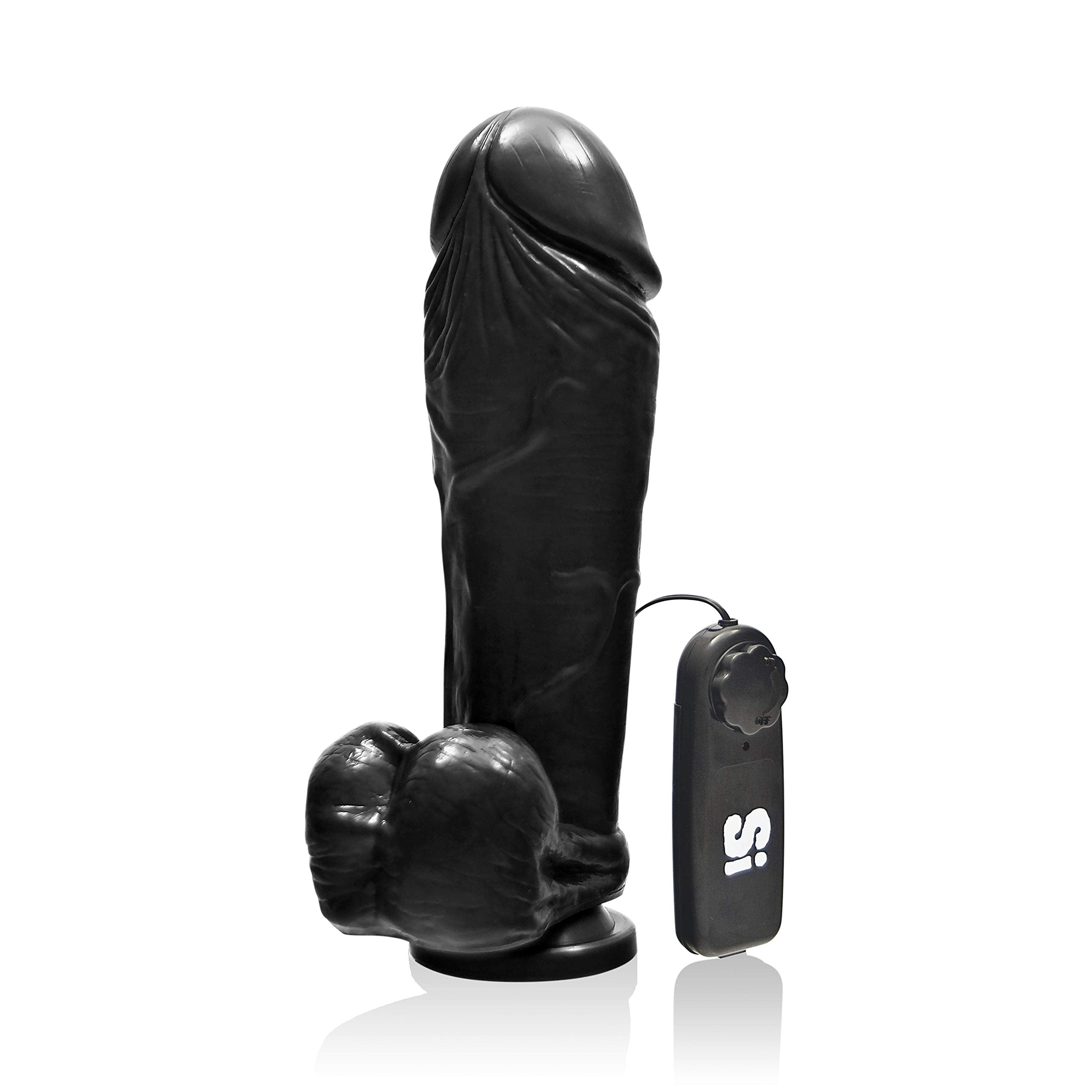 Si Novelties Thick Cock with Balls, Egg and Suction, Black, 10 Inch, 33.12 Ounce