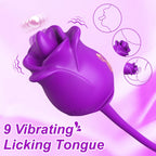 Rose Sex Toy for Women 3 in 1 Sex Stimulator G Spot Vibrator with 9 Tongue Licking & Thrusting Dildo Anal Toys Clitoral Stimulat