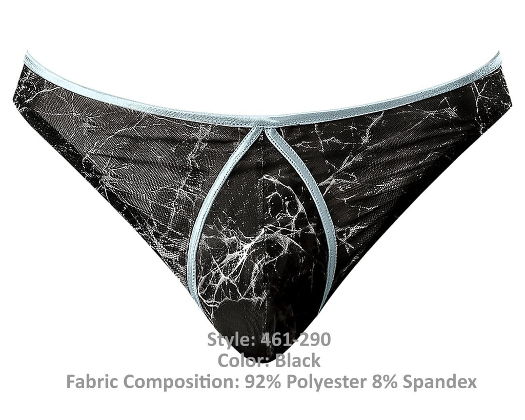 Marble Mesh Mini Thong Black L/Xl