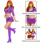 4 Pc Meddling Cutie, Includes Crop Top, Skirt With Attached Belt, Neck Scarf, And Headband.