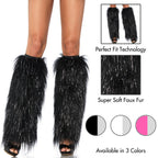 Furry Lurex Leg Warmers O/S Bl
