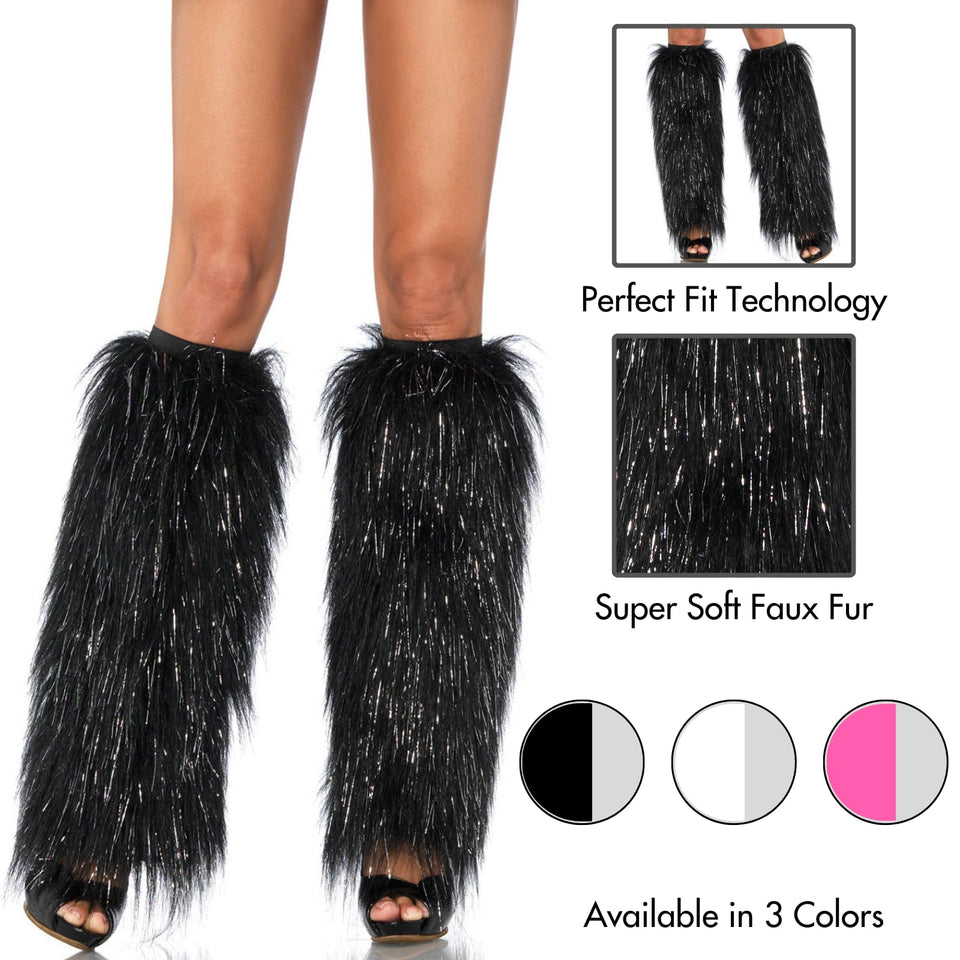 Furry Lurex Leg Warmers O/S Bl