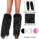 Furry Lurex Leg Warmers O/S Bl