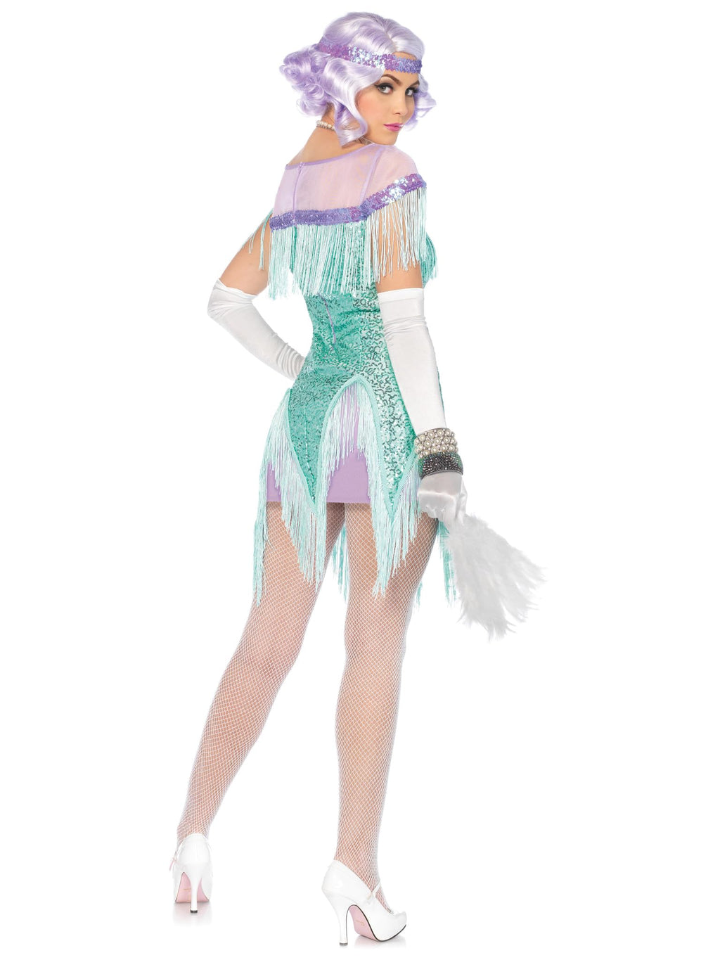 2 Pc Foxtrot Flirt Costume, Includes Fringe Trimmed Sequin Dress With Zigzag Hem And Sequin Headband
