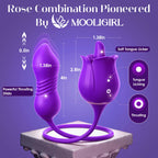 MOOLIGIRL Sex Toy Dildo Vibrator for Women - 3 in1 Rose Sex Toys Clitoral Tongue Licking Thrusting G Spot Vibrators with 9 Modes