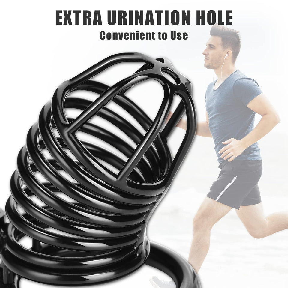 Male Cock Cage Chastity Device - UTIMI Large Chastity Cage with 4 Active Rings Adult Sex Toy for Men Penis Exercise | Key and Lo