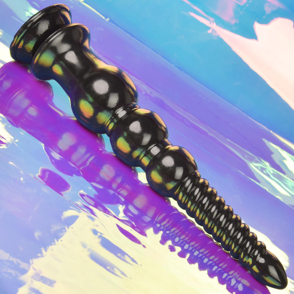 MEBAULT 12.4 inch Anal Beads Trainer with Suction Cup Black Butt Plug Cone Anal Stretcher Prostate Massager Dilator Sex Toy for