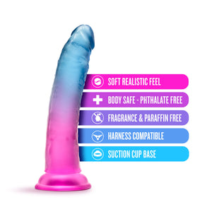 Blush Novelties B Yours Beautiful Sky - 7 Inch Length 1.5 Inches Width Realistic Feel Dildo - Sturdy Suction Cup Base And Harnes