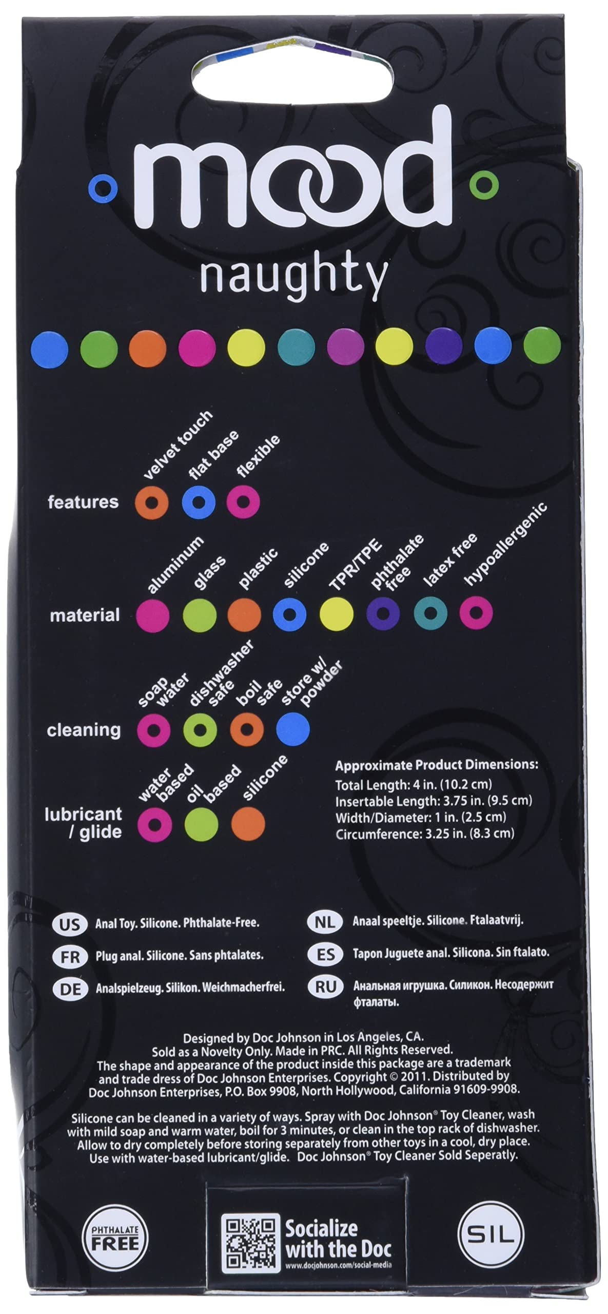 Doc Johnson Mood - Naughty 2 - Silicone Anal Plug - Medium - 3.9 In. Long And 1 In. Wide - Tapered Base For Comfort Between The