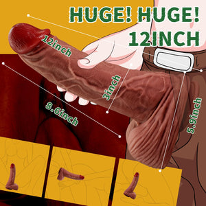 3.0 '' Diameter 12 INCH Huge Realistic Lifelike Silicone Dildo, Huge Size Monster Dildo with Powerful Suction Cup for Men Women