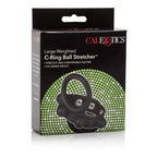 Calexotics Large Weighted C-Ring Ball Stretcher Silicone Fully Adjustable 3 Snap Design Erection Enhancer, Black,43057