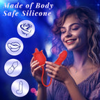 Dildo Vibrator Sex Toys for Women, Rose Adult Toys with G Spot Vibrators Nipple Clit Anal Rose Sex Toy - 9 Modes, Hands-Free Thr