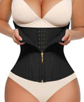 FeelinGirl Waist Trainer for Women Tummy Control Corset Sport Workout Body Shaper Lower Belly Fat Waist Cincher Hook Black