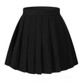 Girls Flared Vintage Pleated High Waist Sexy Skirts(S,Black)