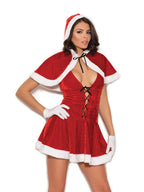 Mrs. Santa - 2 Pc. Costume Includes Velvet Halter Dress And Hooded Cape Plus Size 3X/4X