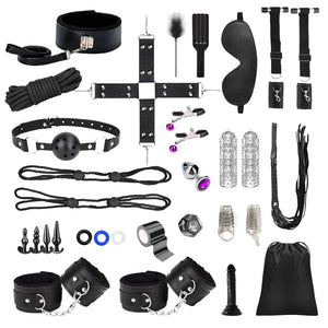 36Pcs BDSM Bondage Sex Toys Sets, Upgrade Restraints Gear & Accessories, Sex Toy Kit for Women and Couples, Adults Toys with Han