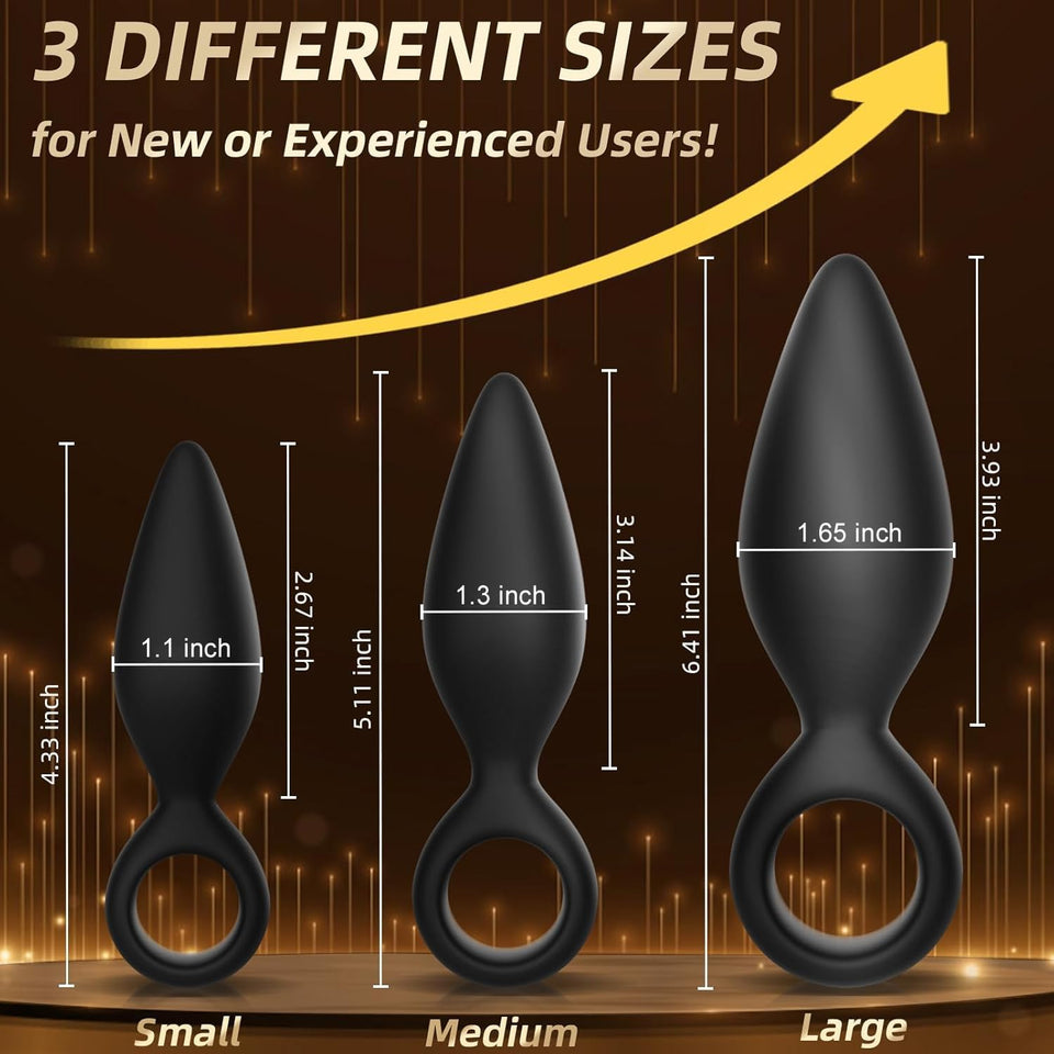 Anal Plug Sex Toys 3 PCS Butt Plug Trainer Kit for Men Women for Beginners, Advanced Users, Anal Dildo Training Kit Adult Toys w