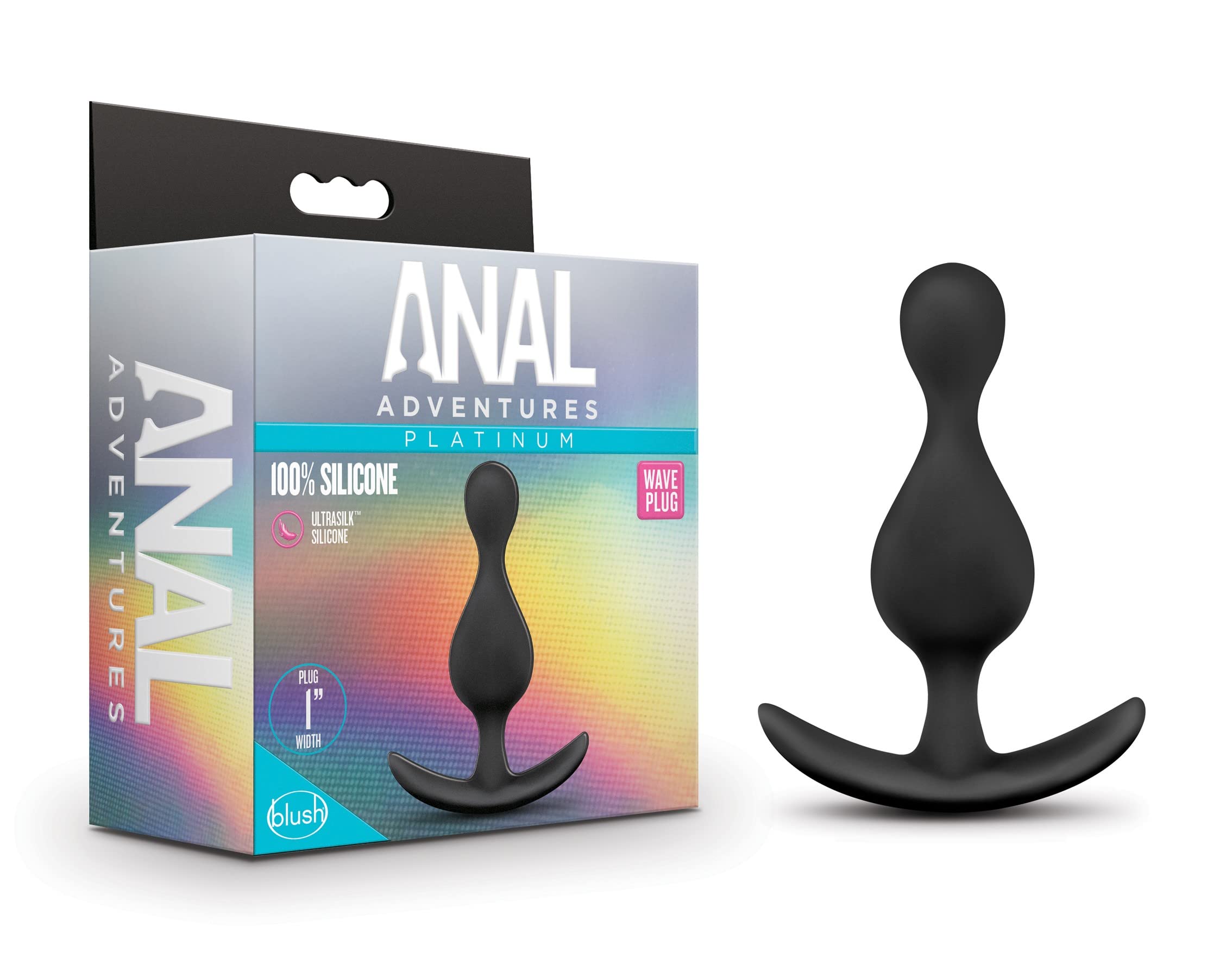 Blush Novelties Anal Adventures Platinum Wave Plug Silicone Butt Plug, Sex Toy for Men, Sex Toy for Women, Black