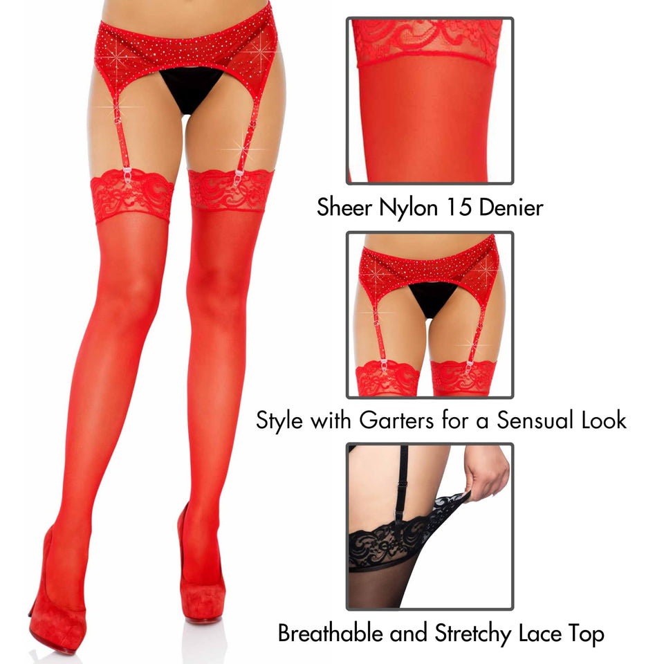 Nylon Sheer Lace Top Stockings