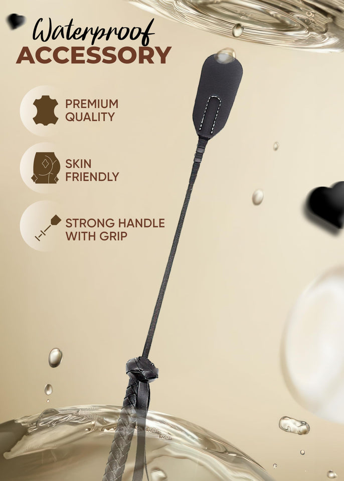 MELLCARE 18 inch Black Luxury Sex BDSM Crop Sex Paddle Premium Bondage Whip Spanking Crop BDSM Whip Adult Sex Toy