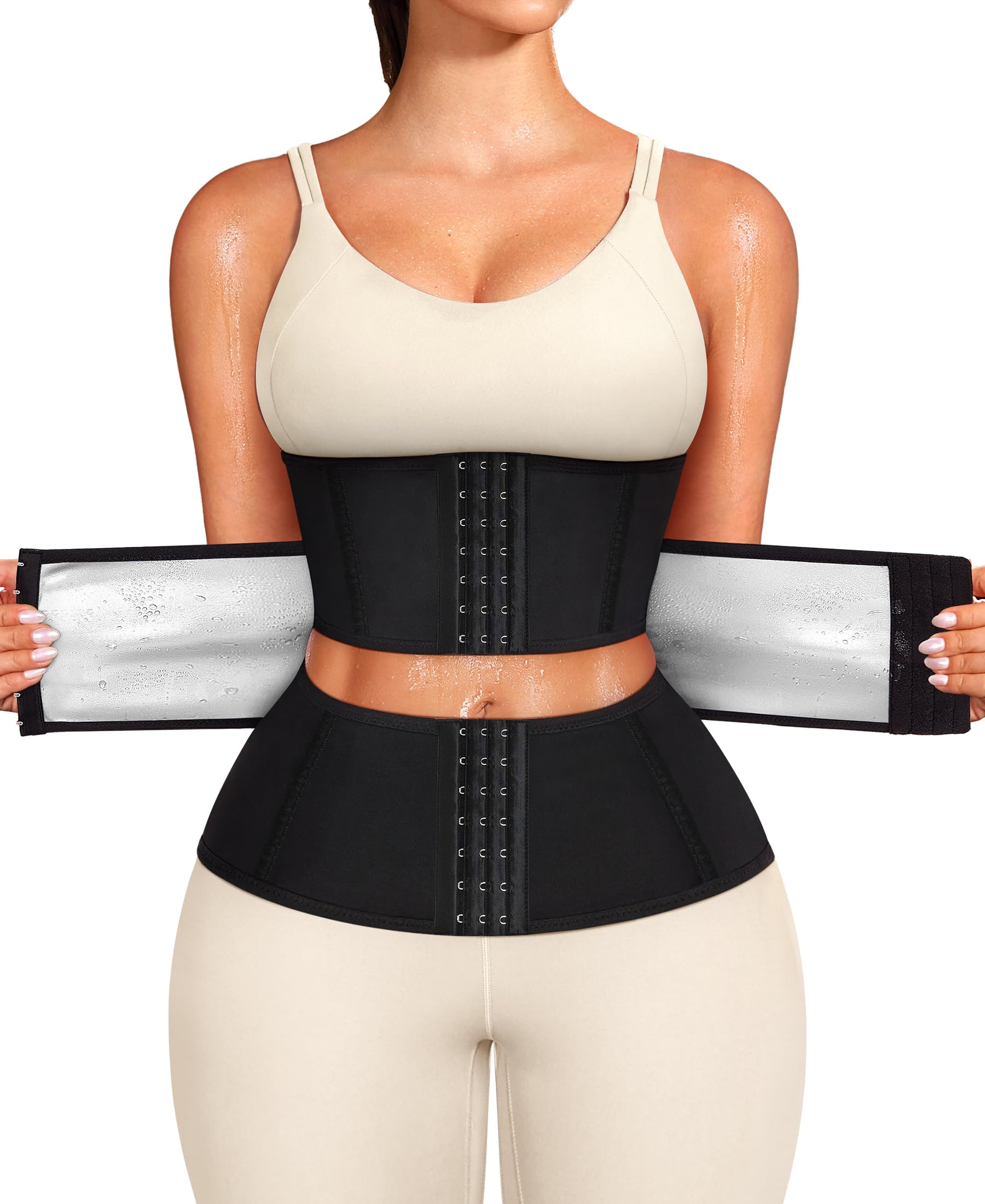 Junlan Sweat Waist Trainer for Women Sauna Waist Trainer for Working Out(Black,Medium)