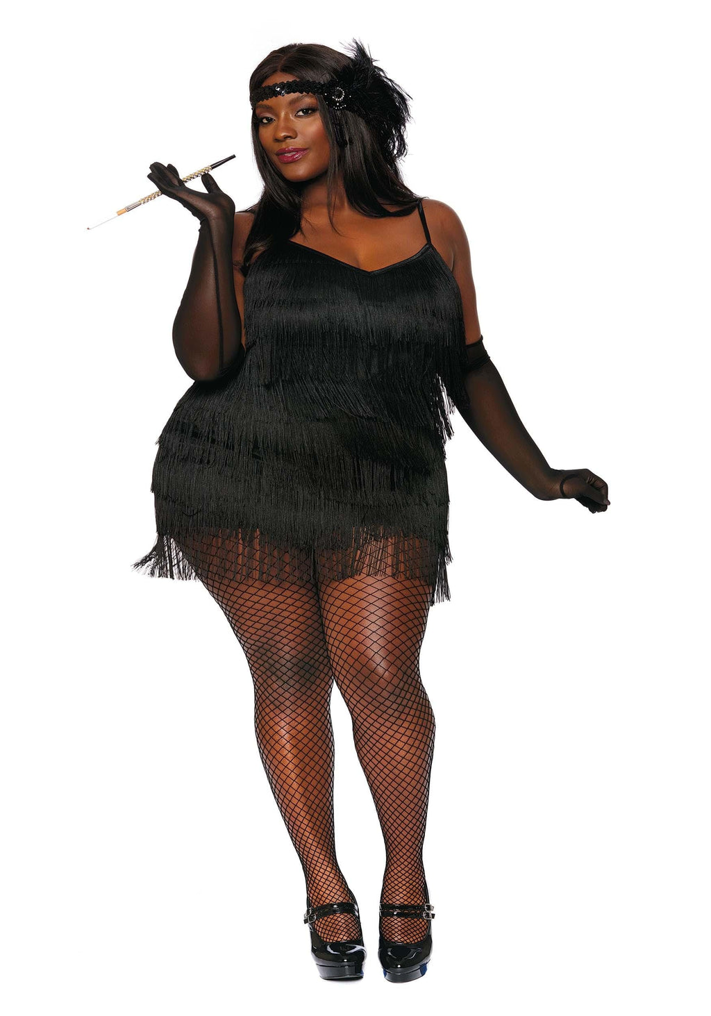 Dreamgirl Womens Sexy Black Fringe Flapper Dress Costume, 20S Great Gatsby, Adult Halloween Costume - Small