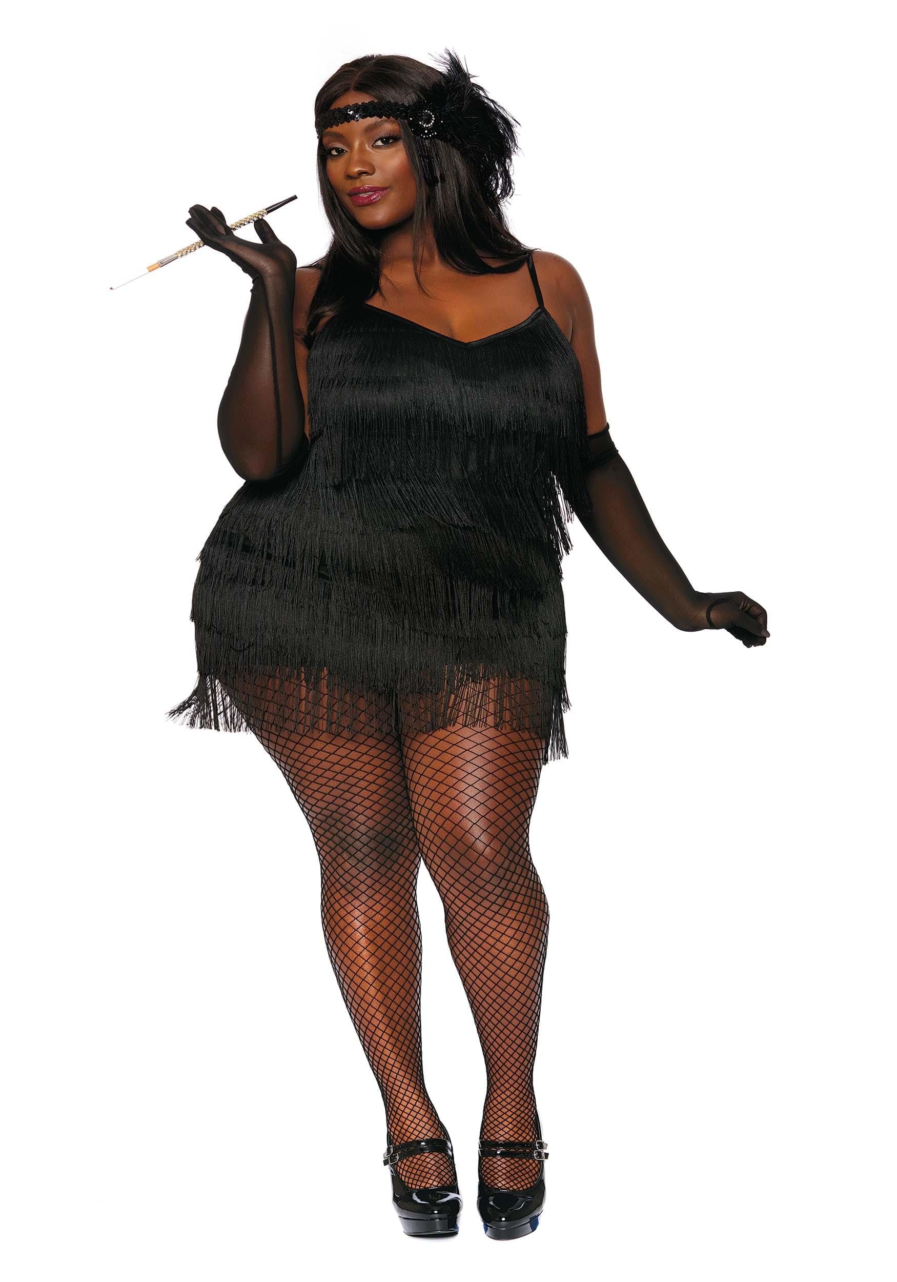 Dreamgirl Womens Sexy Black Fringe Flapper Dress Costume, 20S Great Gatsby, Adult Halloween Costume - Small