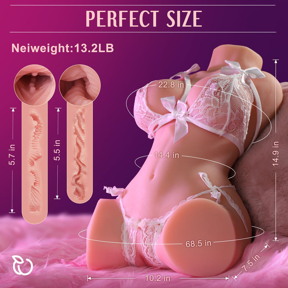 baiwatt 13.2LB Vibrating Sex Doll Male Masturbator - 12 Vibration Modes Sex Dolls, 4in1 Sex Toys for Men Pocket Pussy Ass with B