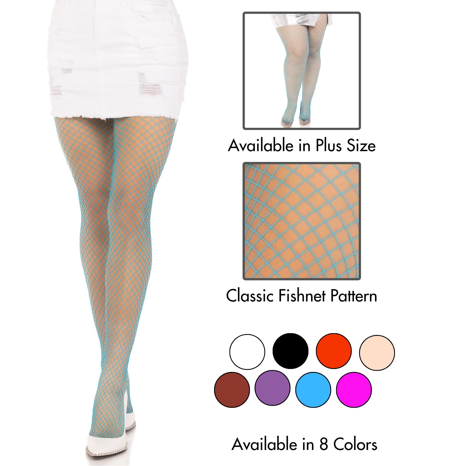 Leg Avenue Spandex Industrial Net tights, 1X-2X, NEON BLUE