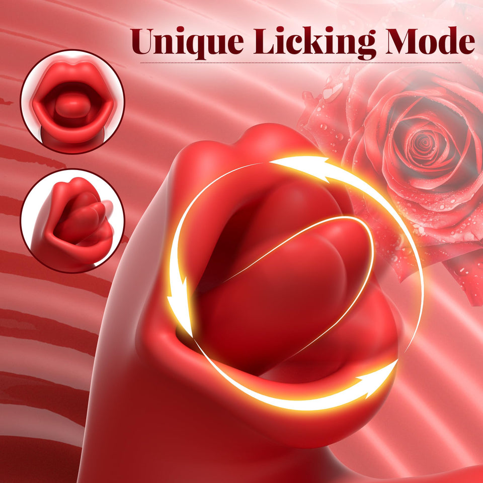 Luzine Vibrators Adult Sex Toys for Women, Tongue Dildo Rose Sex Toy with 7 Licking & Flapping Modes, 7 Vibrations Thrusting Vib
