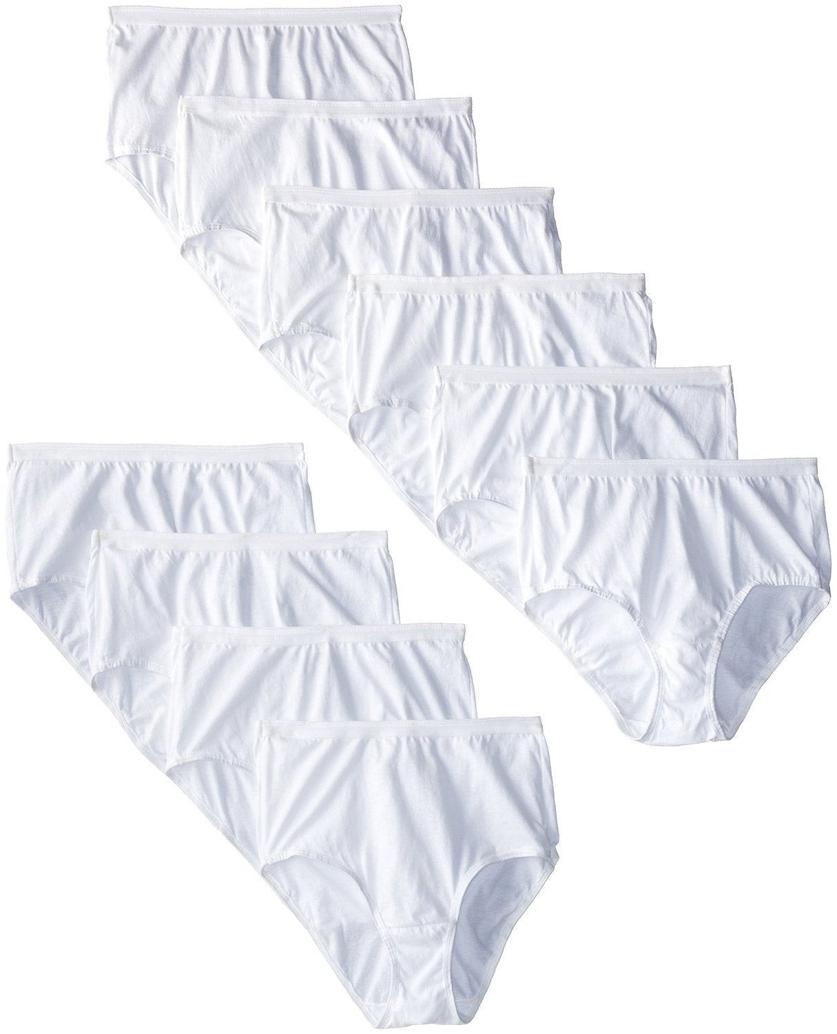 Fruit of the Loom Womens 10m pack Cotton Brief, White, 9