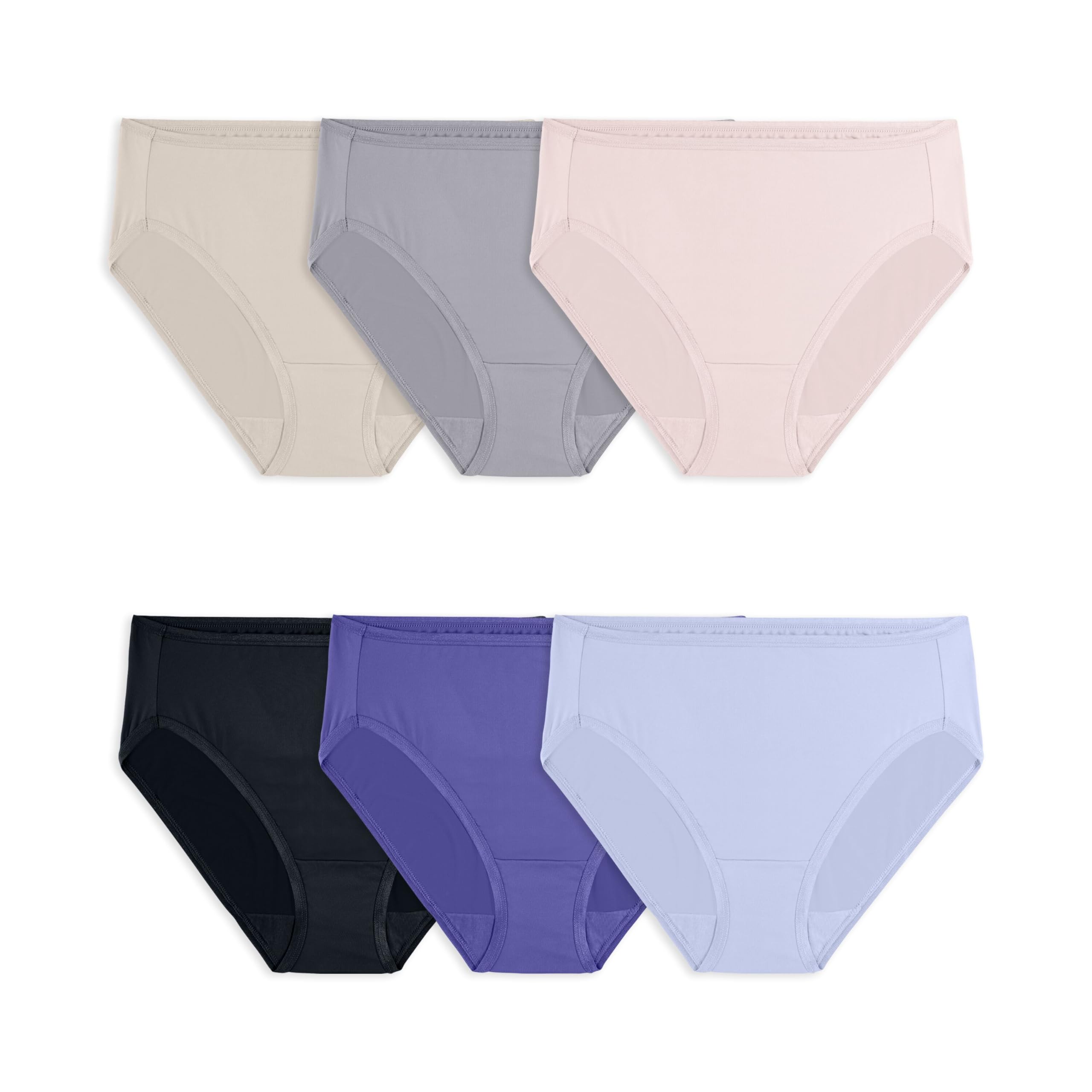 Fruit of the Loom womens Microfiber Panties (Regular & Plus Size) briefs underwear, Hi Cut - 6 Pack Assorted, 9 US