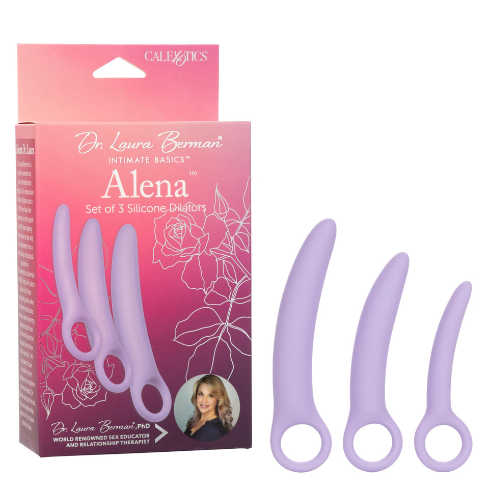 Calexotics Dr Laura Berman Intimate Basics Alena - 3 Piece Silicone Dilators Set With Ergonomic Finger Loop - Waterproof Fetish 