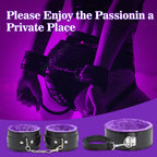 BDSM Sex Bondage Kit Restraints - 12PCS Sets with Adjustable Handcuffs Collar Ankle Cuff Blindfold Feather Tickler Anal Plug Adu