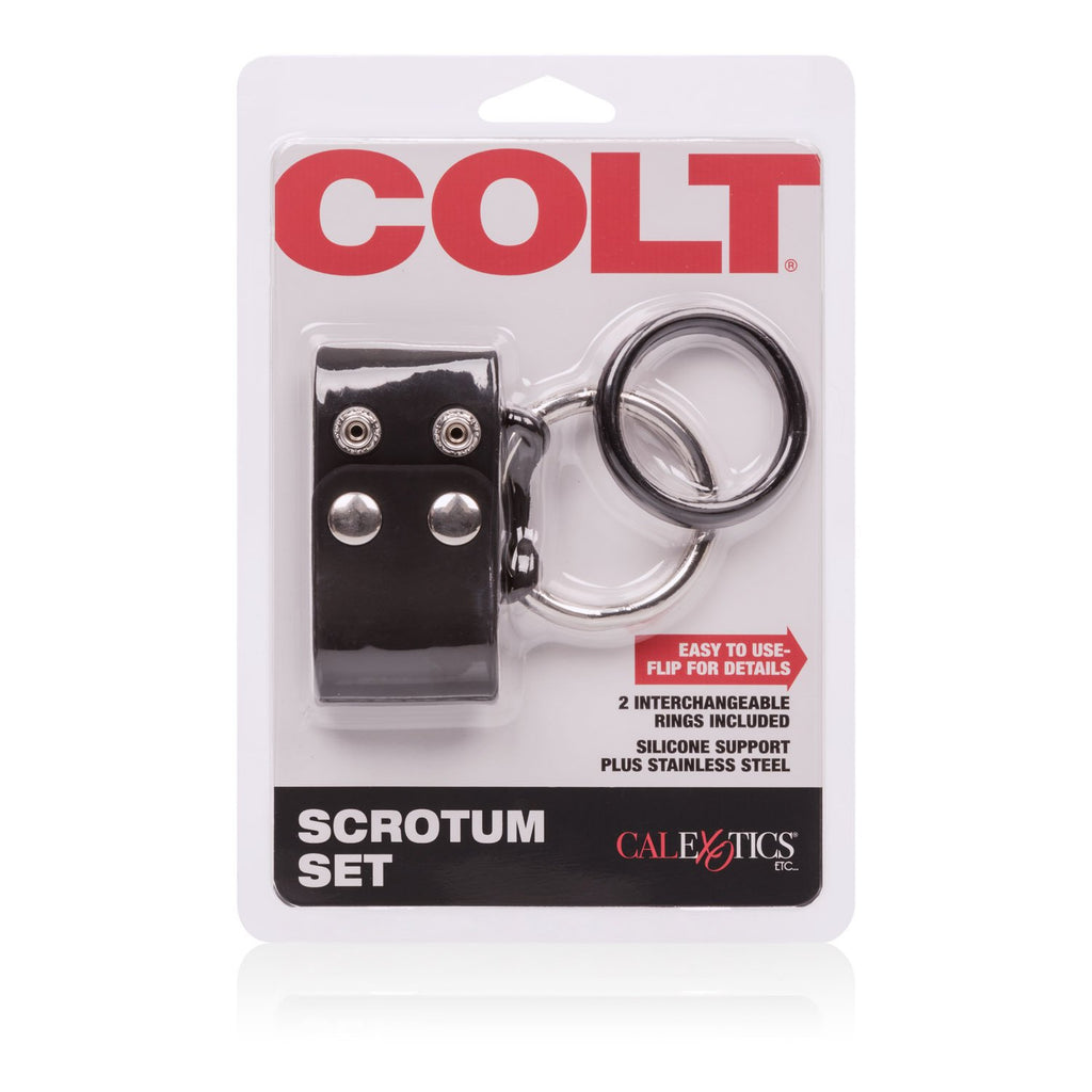Calexotics Colt Scrotum Set     Silicone Male Enhancement Ring With Support Band     Sex Toys For Men     Black