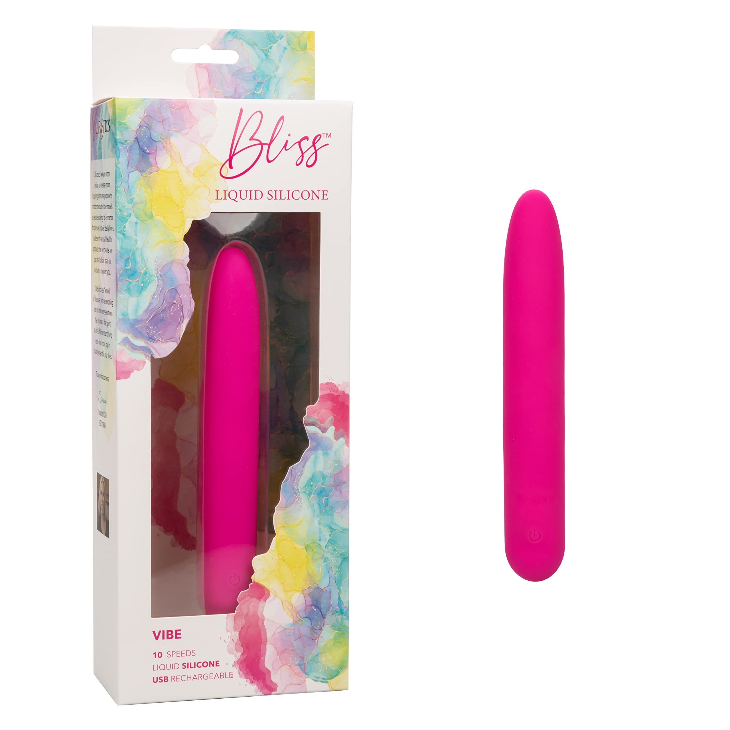 CalExotics Bliss Liquid Silicone Vibe - Rechargeable Travel Size Massager Sex Toy for Women - Pink