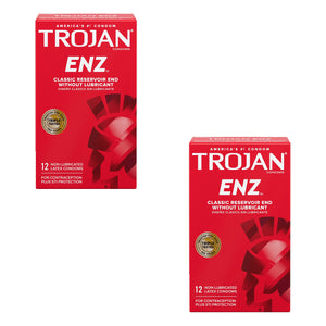 Trojan Enz Non-Lubricated Condoms, 12 Count (Pack Of 2)