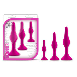 Blush Luxe Silicone Butt Plug Kit - Anal Training Set for Beginners Advanced Users - Soft, Tapered Heads - Satin Smooth - Suctio