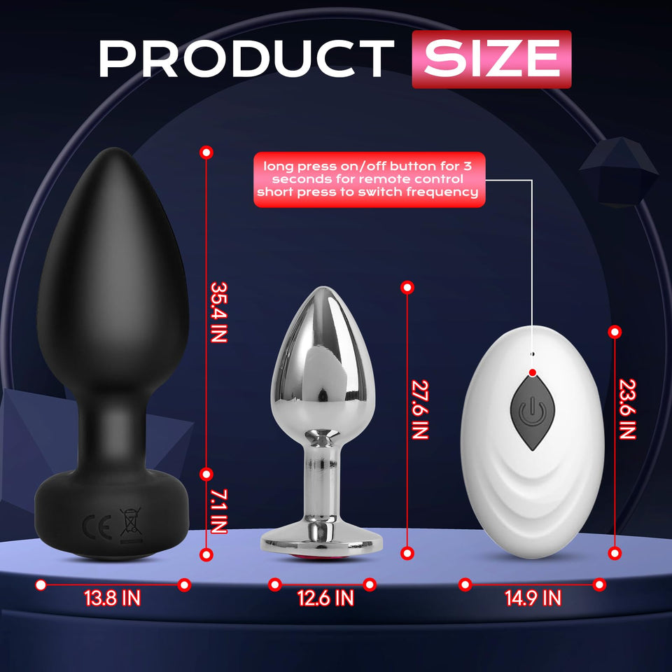 Anal Plug Adult Sex Toy with 2Pcs Butt Plug,Remote Control Vibrator with 10 Vibrating Modes, Male Sex Toys for Men Women and Cou