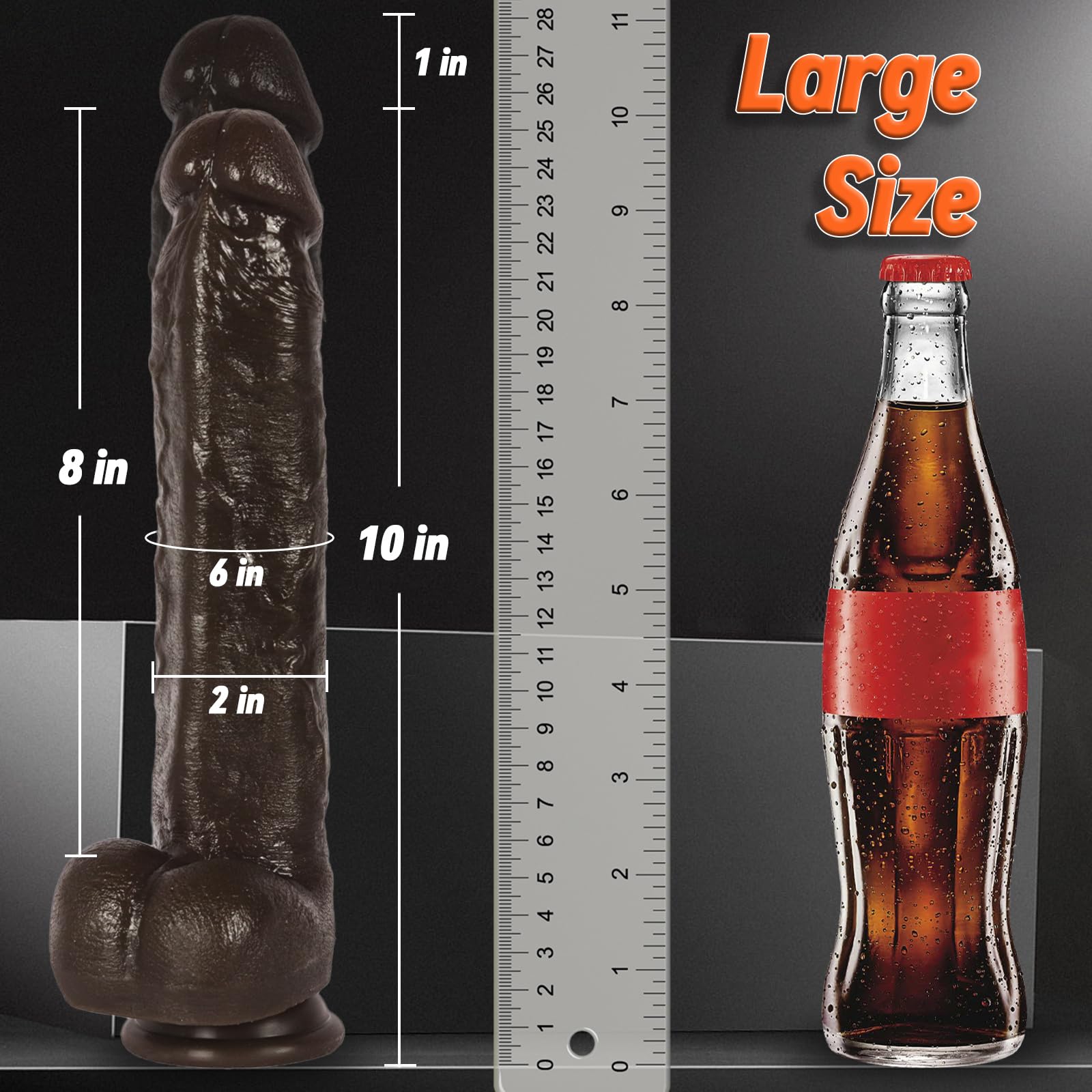 Big Black Thrusting Moving Dildo Vibrator - Heated Huge Thick BBC Dildo with Suction Cup, XL Large Liquid Silicone Girthy Dildos