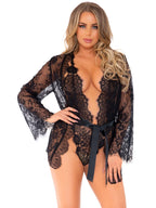 3 Pc Floral Lace Teddy With Ad